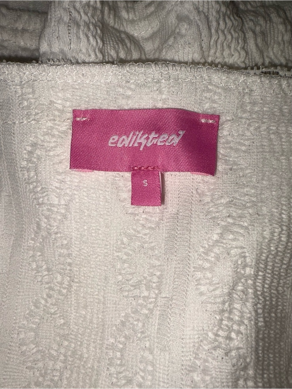 Edikted White Textured Tie Front Crop Top Long Sleeve Size S - Picture 5 of 11